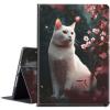 BPQOJB for Kindle 2022 Case 11th Generation 6.0 inch 2022 Release with Adjustable Stand & Auto Wake/Sleep Smart Protect Cover Case - Cherry Blossom Tree White Cat view 1