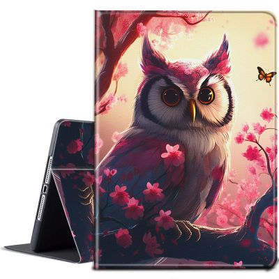 BPQOJB for Kindle Paperwhite Case 11th Generation 2021 6.8 inch for Kindle Paperwhite Signature Edition Case with Adjustable Stand & Auto Wake/Sleep Smart Protect Cover - Cherry Blossom and Owl