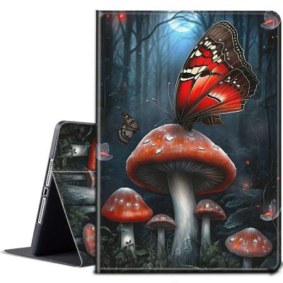 BPQOJB for Kindle Paperwhite Case 10th Generation 2018 6 inch for Kindle Paperwhite E-Reader Case with Adjustable Stand & Auto Wake/Sleep Smart Protect Cover - Red Mushrooms and Butterflies