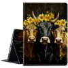 BPQOJB for Kindle Paperwhite Case 11th Generation 2021 6.8 inch for Kindle Paperwhite Signature Edition Case with Adjustable Stand & Auto Wake/Sleep Smart Protect Cover,Brown Black Cow Sunflower view 1