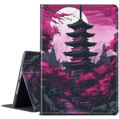 BPQOJB for Kindle 2022 Case 11th Generation 6.0 inch 2022 Release with Adjustable Stand & Auto Wake/Sleep Smart Protect Cover Case - Tower Moon Red Tree
