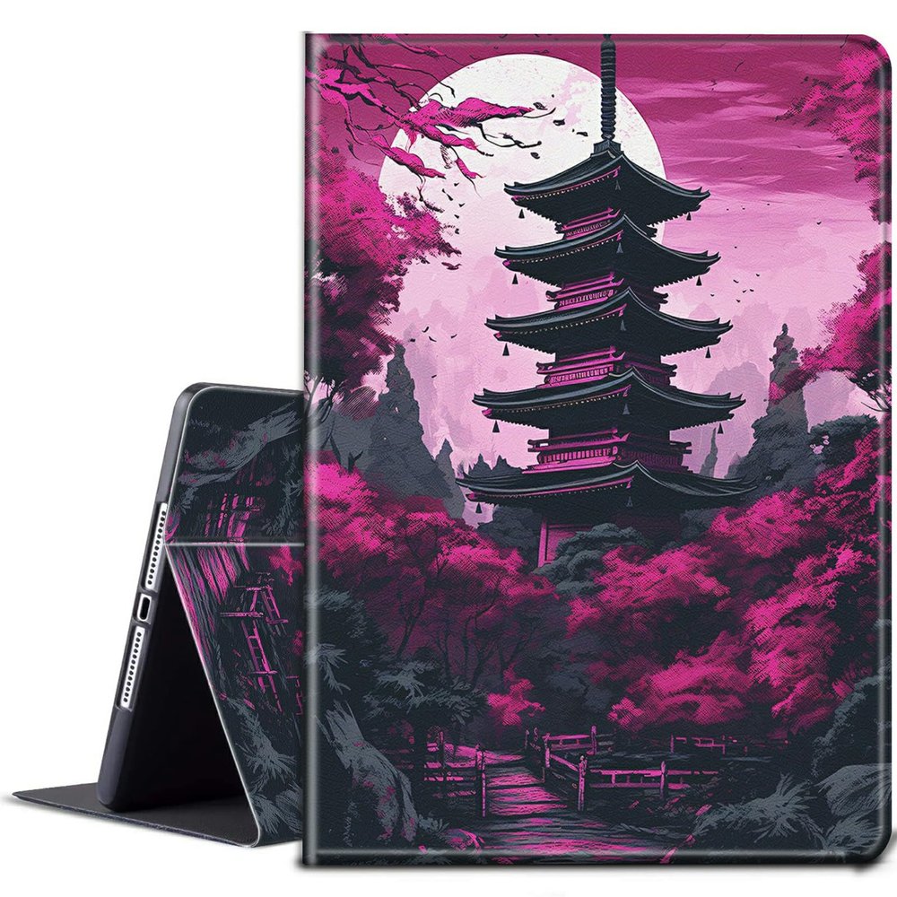 BPQOJB for Kindle 2022 Case 11th Generation 6.0 inch 2022 Release with Adjustable Stand & Auto Wake/Sleep Smart Protect Cover Case - Tower Moon Red Tree