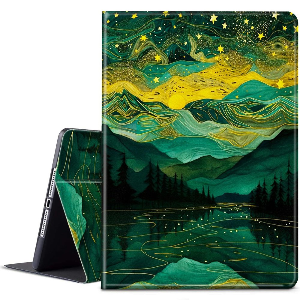 BPQOJB Case for All-New Kindle Fire HD 10 & 10 Plus Tablet 11th Generation 2021 Release 10.1 inch with Adjustable Stand & Auto Wake/Sleep Feature Smart Protect Cover Case - Mountains Stream Forests