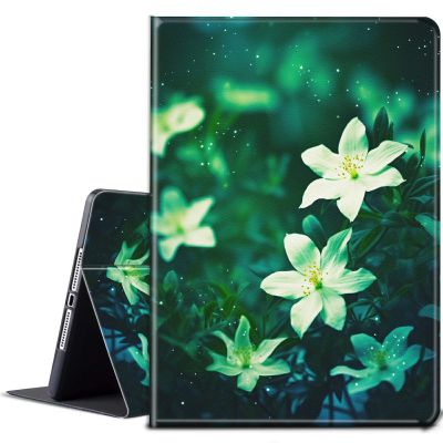 BPQOJB for Kindle Scribe Case with Adjustable Stand & Auto Wake/Sleep PU Leather Slim Smart Protect Cover Tablet Case for Kindle Scribe 10.2 inch 2022 - Green White Lotus Flower