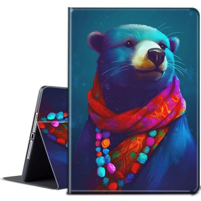 BPQOJB for Kindle Paperwhite Case 10th Generation 2018 6 inch for Kindle Paperwhite E-Reader Case with Adjustable Stand & Auto Wake/Sleep Smart Protect Cover - Bear Wearing Scarf