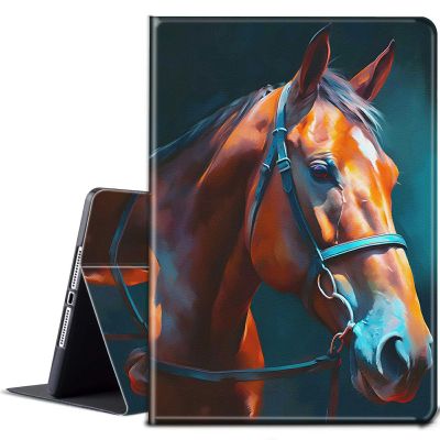 BPQOJB for Kindle Fire HD 8 Tablet Case 8th/7th/6th Generation 2018/2017/2016 Release with Adjustable Stand & Auto Wake/Sleep Feature Smart Protect Cover Case - Horse Head