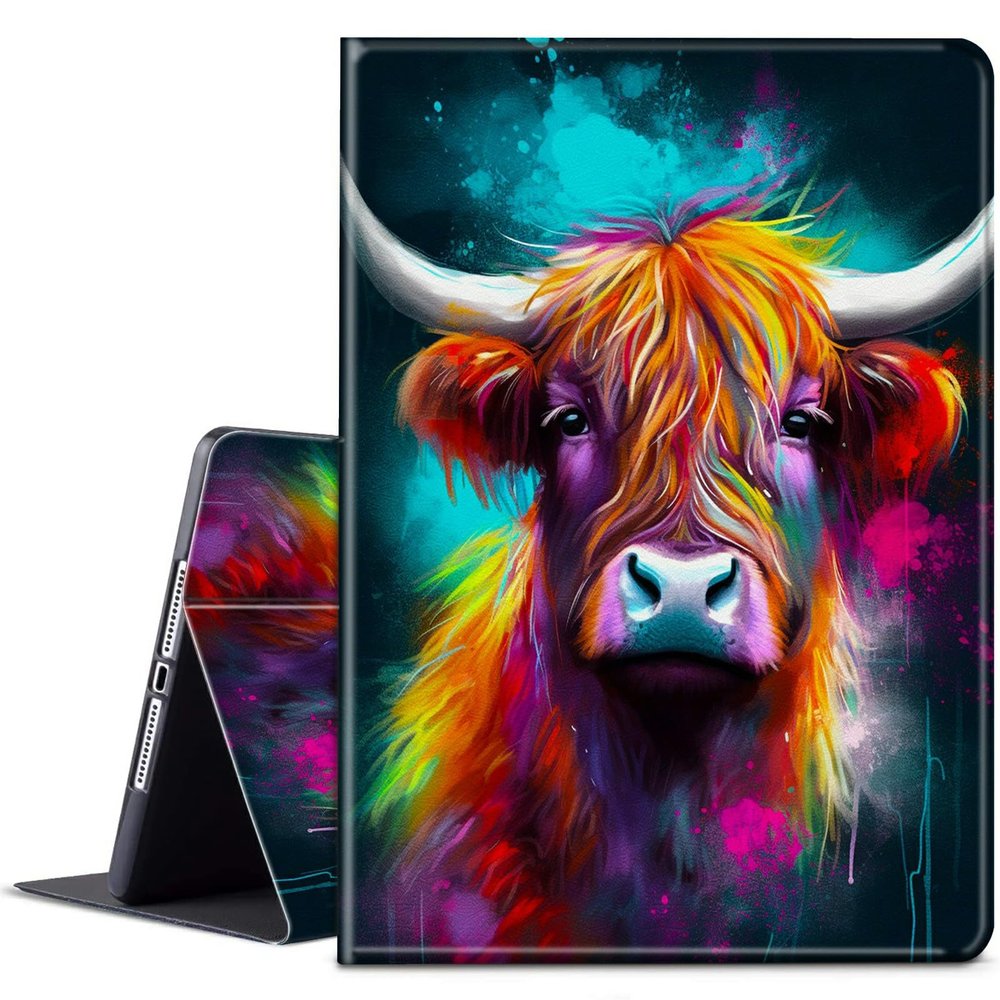 BPQOJB for Kindle Paperwhite Case 11th Generation 2021 6.8 inch for Kindle Paperwhite Signature Edition Case with Adjustable Stand & Auto Wake/Sleep Smart Protect Cover - Cute Colorful Cow