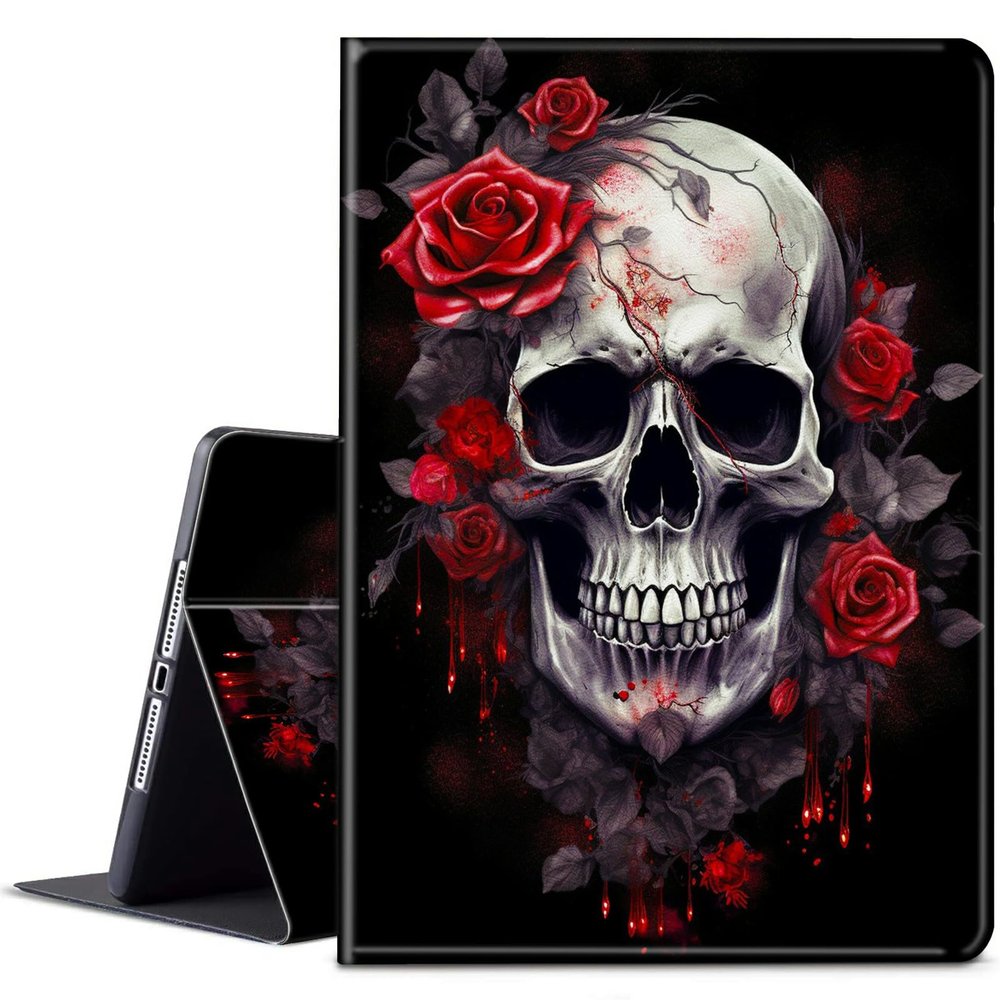 BPQOJB for All-New Fire Max 11 Case 13th Generation 2023 Release 11 inch with Adjustable Stand & Auto Wake/Sleep Feature Smart Protect Cover Tablet Case - Rose Flower Floral Skull
