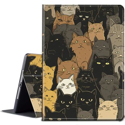 BPQOJB for Kindle Paperwhite Case 10th Generation 2018 6 inch for Kindle Paperwhite E-Reader Case with Adjustable Stand & Auto Wake/Sleep Smart Protect Cover - Brown Black White Cat