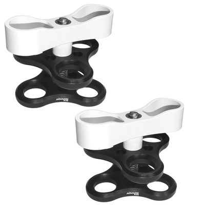 2PCS 1'' Standard Triple Holes Ball Clamp Mount,360Clip Adapter Bracket for Underwater Diving Light Arm Tray System Photography Diving Camera Action Camera Flashlight Arms System,Black and White 