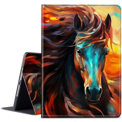 BPQOJB Case for All-New Kindle Fire HD 10 & 10 Plus Tablet 11th Generation 2021 Release 10.1 inch with Adjustable Stand & Auto Wake/Sleep Feature Smart Protect Cover Case - Cute Colorful Horse