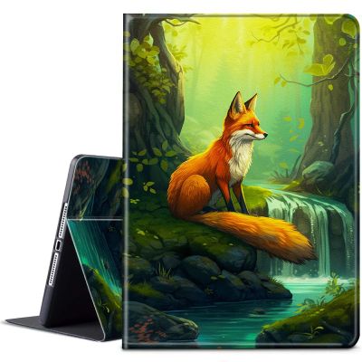 BPQOJB for Kindle 2022 Case 11th Generation 6.0 inch 2022 Release with Adjustable Stand & Auto Wake/Sleep Smart Protect Cover Case - Green Forest Red Fox