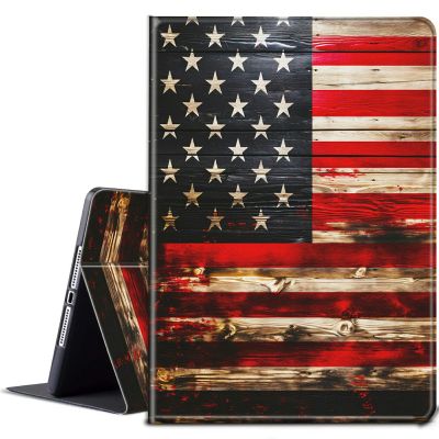 BPQOJB for Kindle Fire HD 8 Tablet Case 8th/7th/6th Generation 2018/2017/2016 Release with Adjustable Stand & Auto Wake/Sleep Feature Smart Protect Cover Case - Wood American Flag