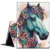 BPQOJB for Kindle Fire HD 8 Tablet Case 8th/7th/6th Generation 2018/2017/2016 Release with Adjustable Stand & Auto Wake/Sleep Feature Smart Protect Cover Case - Floral Flowers Horse view 1