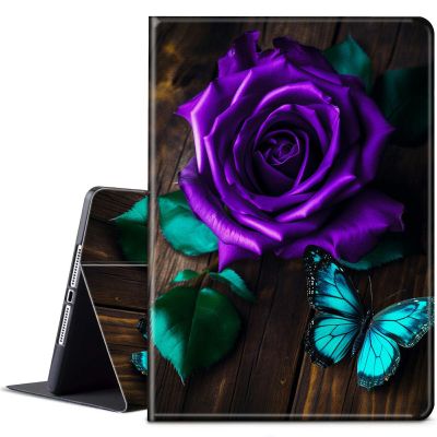 BPQOJB for Kindle 2022 Case 11th Generation 6.0 inch 2022 Release with Adjustable Stand & Auto Wake/Sleep Smart Protect Cover Case - Blue Butterfly and Rose