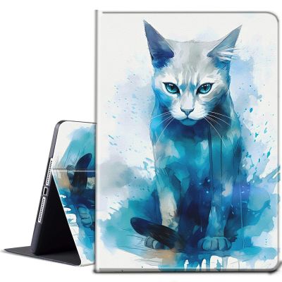 BPQOJB for Kindle 2022 Case 11th Generation 6.0 inch 2022 Release with Adjustable Stand & Auto Wake/Sleep Smart Protect Cover Case - Blue Watercolour Cat