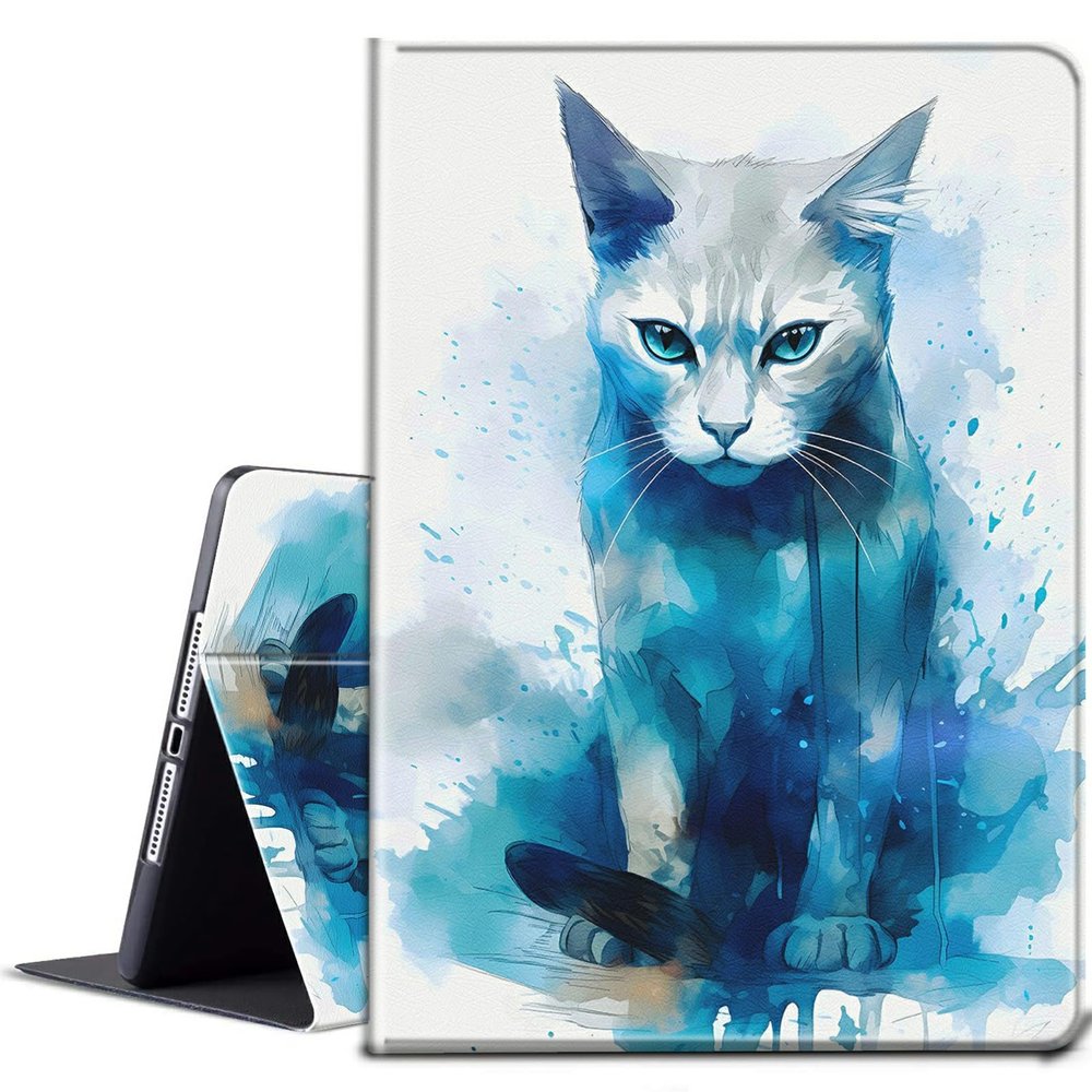 BPQOJB for Kindle Paperwhite Case 10th Generation 2018 6 inch for Kindle Paperwhite E-Reader Case with Adjustable Stand & Auto Wake/Sleep Smart Protect Cover - Blue Watercolour Cat