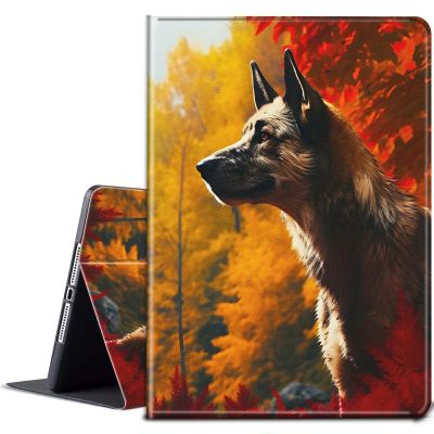 BPQOJB for Kindle Fire 7 Tablet Case 12th Generation 7 inch 2022 Release with Adjustable Stand & Auto Wake/Sleep Feature Smart Protect Cover Case - Red Maple Leaf Wolf