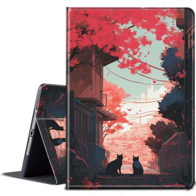 BPQOJB for Kindle Paperwhite Case 10th Generation 2018 6 inch for Kindle Paperwhite E-Reader Case with Adjustable Stand & Auto Wake/Sleep Smart Protect Cover - Two Cats Under The Maple Leaf