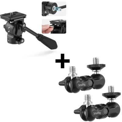 SmallRig Selection Tripod Fluid Head Pan Tilt Head and Universal Magic Arm with Small Ballhead