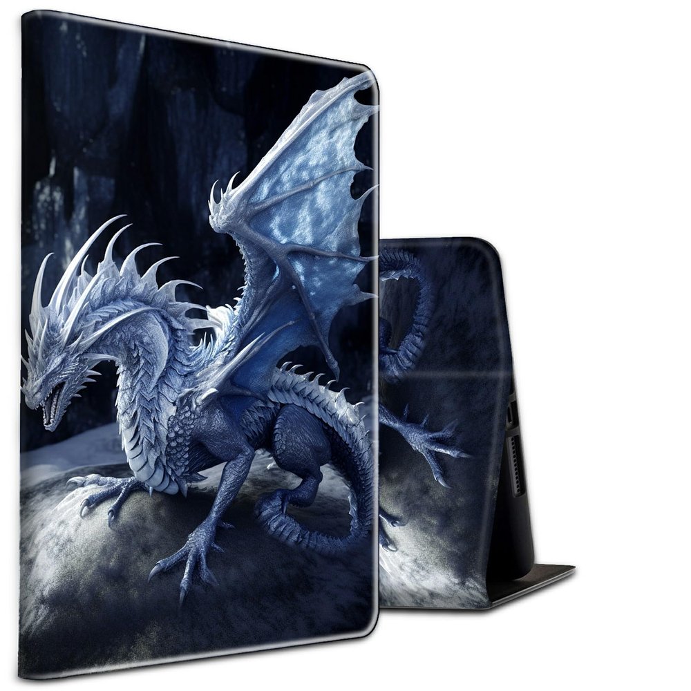 BEOTIWAD for All-New Amazon Kindle Fire HD 8/HD 8 Plus Tablet Case (12th/10th Generation,2024/2022/2020 Release),PU Leather Multi-Angle Anti Slide Stand Cases with Auto Wake/Sleep,Blue Dragon