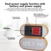 Miskall Wooden Alarm Clock, Digital Alarm Clock, Voice Control LED Glowing USB Plug in Electronic Alarm Clock, Multifunction LED Alarm Clock, Alarm Clock with USB Power Supply view 2