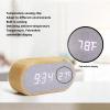 Miskall Wooden Alarm Clock, Digital Alarm Clock, Voice Control LED Glowing USB Plug in Electronic Alarm Clock, Multifunction LED Alarm Clock, Alarm Clock with USB Power Supply view 4