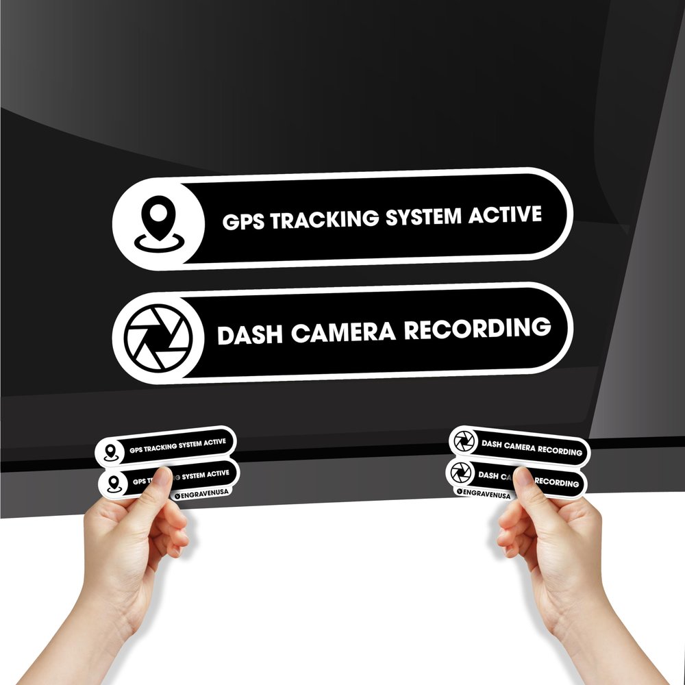 GPS Tracking System Vinyl Sticker + Dash Camera Recording Vinyl Sticker