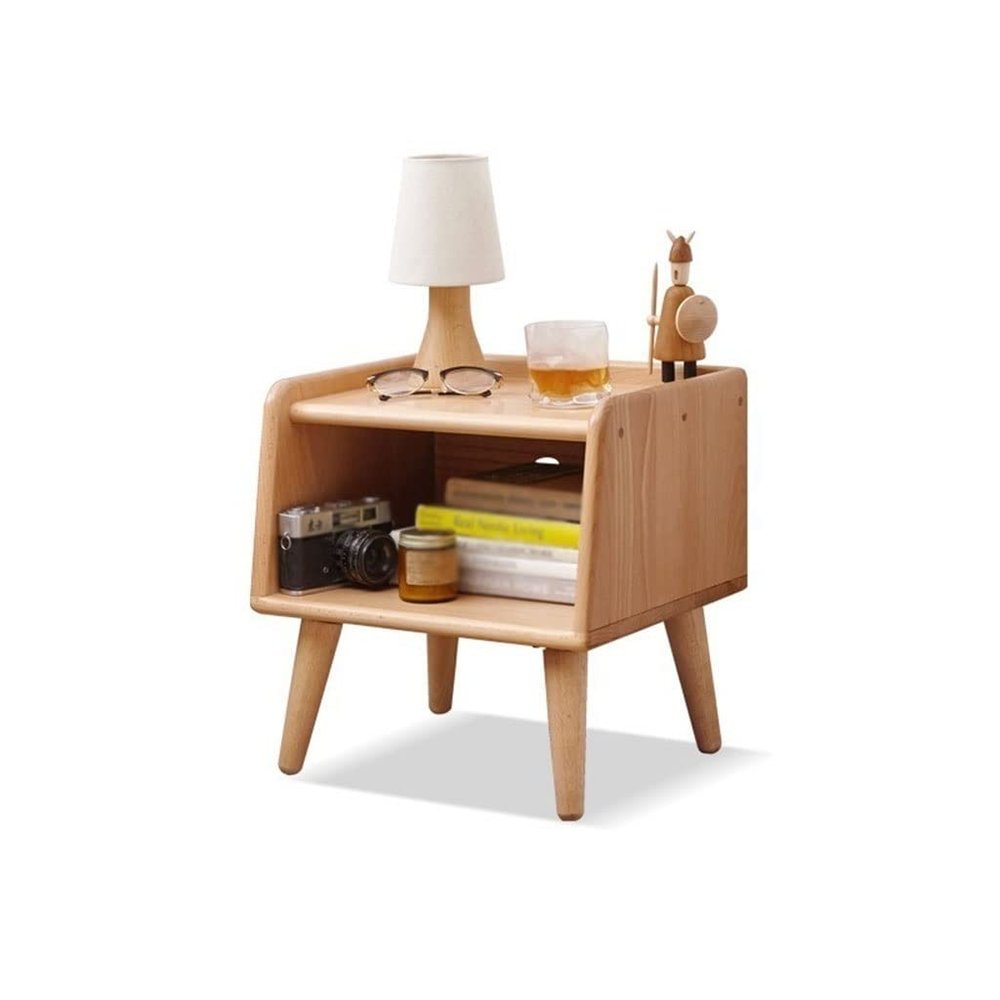 LUNIZ Modern Nightstand Multifunctional Square Bedside Table Rack Bedroom Locker Living Room Coffee Table Bedside Table Semi-Open Bedside Table Bedside Table for Bedroom (Color : A)