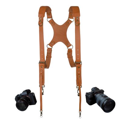 4J LEDR Camera Harness,Double Camera Strap for Photographers,Leather Camera Strap,Double Shoulder Camera Strap Harness for Wedding,Hiking,Travel,Double Secure,Quick Release Camera Accessories,Tan