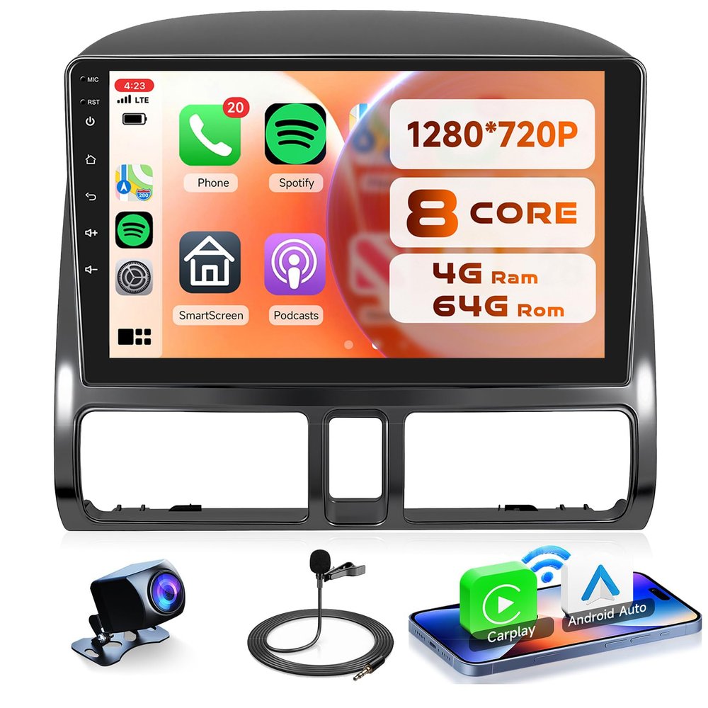 8 Core 4G+64G Android 13 Car Stereo Radio for Honda CRV 2002-2006, Rimoody Wireless Carplay Android auto GPS WiFi 9'' Touchscreen Mirror Link DSP-36 Bluetooth FM/RDS Radio 59 UI + Rear Camera