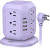 USB C Power Strip Tower, Surge Protector with 12 AC Outlet and 4 USB Ports, AiJoy 10 FT Extension Cord, 1200J Power Strip Surge Protector, USB Charging Station, Office Supplies, Dorm Essentials, Woman view 1