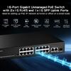 Binardat 19 Port POE Switch - 16 POE+ Ports (1000Mbps), 2 Gigabit Uplink, 1 SFP, IEEE802.3af/at, 300W Internal Power Supply, Metal Case Unmanaged Plug and Play view 2
