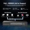 Binardat 19 Port POE Switch - 16 POE+ Ports (1000Mbps), 2 Gigabit Uplink, 1 SFP, IEEE802.3af/at, 300W Internal Power Supply, Metal Case Unmanaged Plug and Play view 4
