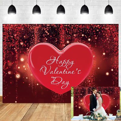 DORCEV Happy Valentine's Day Photography Backdrop 15x10ft Shining Glitter Dots Sequins Red Love Heart Background Engagement Ceremony Wedding Party Supplies Festival Adult Couple Portrait Studio Props