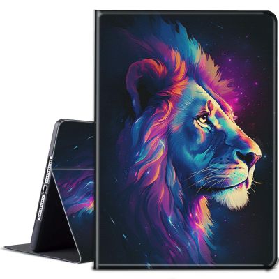 BPQOJB for Microsoft Surface GO 3 Case/Surface GO 2 Case with Adjustable Stand & Auto Wake/Sleep PU Leather Slim Smart Protect Tablet Cover for Microsoft Surface GO - Galaxy Lion Head