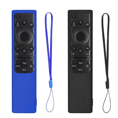 2 Pack Remote Cover for Samsung Smart TV, Silicone Protective Case for Samsung Solar Cell Remote 2021 2022 BN59-01357 BN59-01385 BN59-01265A Anti-Slip Remote Case Holder (Sea Blue +Black Not Glow)