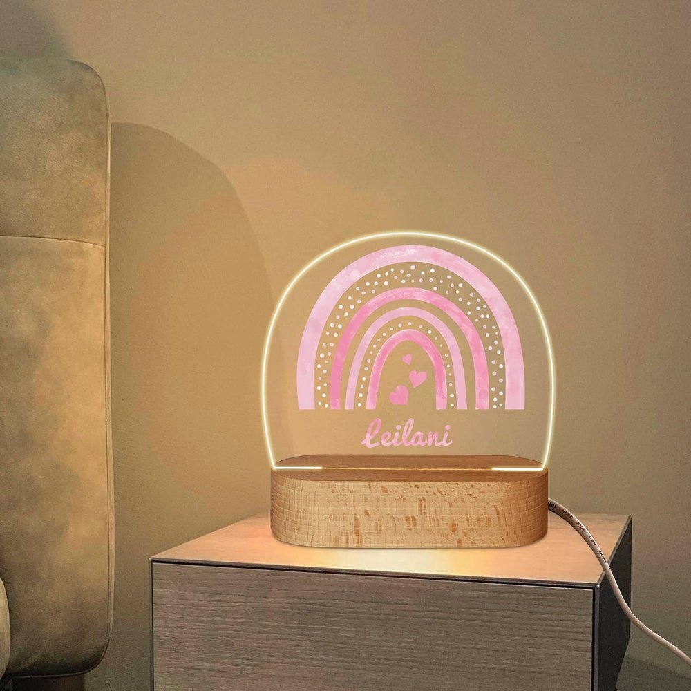Personalized Night Light Baby Light - Baby Nursery Decor, Custom Night Light with Name Moon and Star Personalized Gift for Kids Baby Room Christmas Gift (Rainbow)