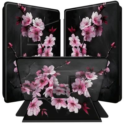 BPQOJB for Kindle Scribe Case 360 Degree Rotating Smart Cover with Adjustable Stand & Auto Wake/Sleep Tablet Case for Kindle Scribe 10.2 inch 2022 - Cherry Blossom Trees