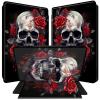 BPQOJB for All-New Kindle 2022 Case 11th Generation 6 inch 2022 Release 360 Degree Rotating PU Leather Smart Cover with Auto Wake/Sleep - Rose Flower Floral Skull view 1