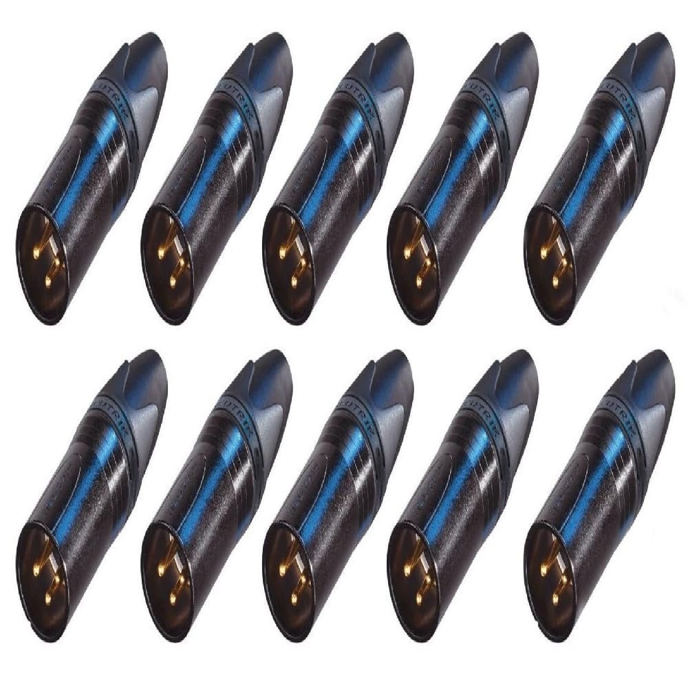 (10 Pack) NEUTRIK NC3MXX-B 3-Pin XLR Male Cable Mt Connector Black w/Gold Pins