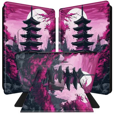 BPQOJB for All-New Kindle 2022 Case 11th Generation 6 inch 2022 Release 360 Degree Rotating PU Leather Smart Cover with Auto Wake/Sleep - Tower Moon Red Tree