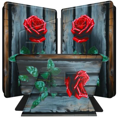 BPQOJB for All-New Kindle 2022 Case 11th Generation 6 inch 2022 Release 360 Degree Rotating PU Leather Smart Cover with Auto Wake/Sleep - a Big Red Rose