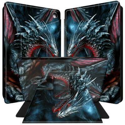 BPQOJB for All-New Kindle Fire 7 Tablet Case (12th Generation 7 inch 2022 Release) 360 Degree Rotating PU Leather Smart Cover with Auto Wake/Sleep - Red Eyes Dragon