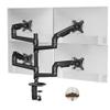 Ergounion Quad Monitor Mount, Holds Screens up to 40 Inches and 25 lbs, Fully Adjustable 4 Monitor Stand with C-Clamp and Grommet Base, Aluminum, Black view 1