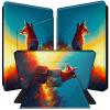 BPQOJB for All-New Kindle Paperwhite Case (11th Generation 6.8 inch 2021 Release) 360 Degree Rotating PU Leather Smart Cover with Auto Wake/Sleep - Cute Fox in The Sunset view 1