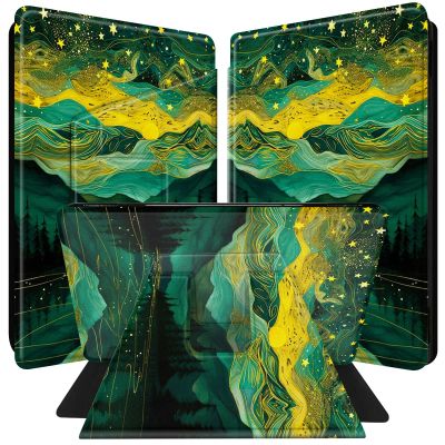 BPQOJB for All-New Kindle Paperwhite Case (11th Generation 6.8 inch 2021 Release) 360 Degree Rotating PU Leather Smart Cover with Auto Wake/Sleep - Mountains Stream Forests