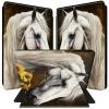 BPQOJB for All-New Kindle Paperwhite Case (11th Generation 6.8 inch 2021 Release) 360 Degree Rotating PU Leather Smart Cover with Auto Wake/Sleep - Sunflowers White Horse view 1
