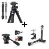 Bundle: SmallRig 54" Lightweight Compact Carbon Fiber Tripod+SmallRig Selection Tripod Fluid Head Pan Tilt Head+SmallRig Clamp w/ 1/4" and 3/8" Thread and 9.8 Inches Adjustable Friction view 1