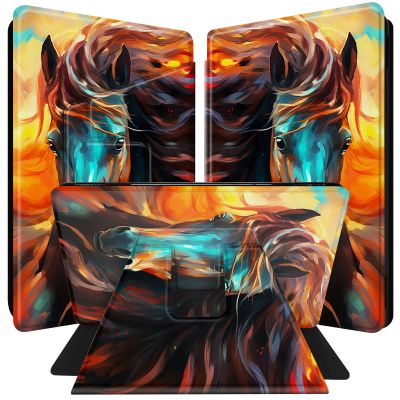 BPQOJB for All-New Kindle Paperwhite Case (10th Generation 6 inch 2018 Release) 360 Degree Rotating PU Leather Smart Cover with Auto Wake/Sleep - Cute Colorful Horse